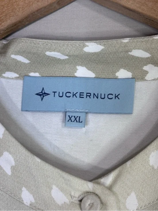 Tuckernuck XXL Mini Dress Green White Print Swing Tiered Statement - Picture 2 of 4